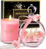 Birthday Gifts for Women, Mothers Day Gifts for Mom Daughter, Valentines Gift for Wife Girlfriend, Christmas Stocking Stuffers, Rose Candle Reed Diffuser Gift Set for Her