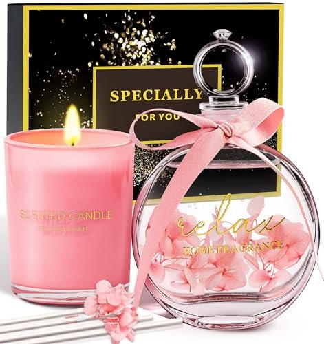 Gifts for Women: Birthday, Mother's Day, Valentine's, Christmas Stocking Stuffers Birthday Gifts for Women, Mothers Day Gifts for Mom Daughter, Valentines Gift for Wife Girlfriend, Christmas Stocking Stuffers, Rose Candle Reed Diffuser Gift Set for Her