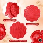 Daifunli 2-Piece Metal Poppy Flower Wall Decor Set - 3D Red Sculptures for Garden, Indoor, & Office, 10’’ & 8’’ - Image 3