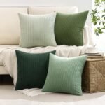 MIULEE Spring Boho Farmhouse Sage Green Throw Pillow Covers, 18x18 inches, Set of 4, Soft Corduroy Cushions for Living Room, Sofa, or Bed. - Image 2