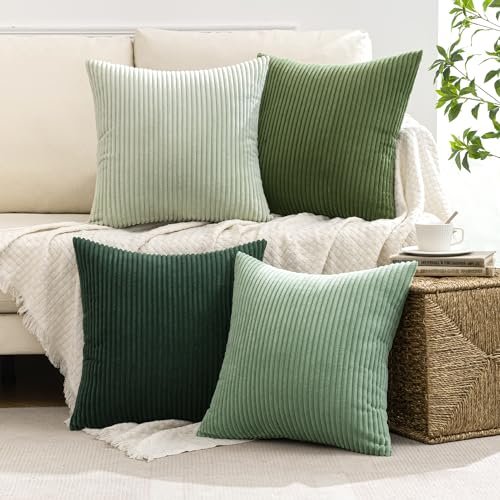 51dR1vbU7L._SL500_.jpg MIULEE Spring Boho Farmhouse Sage Green Throw Pillow Covers, 18x18 inches, Set of 4, Soft Corduroy Cushions for Living Room, Sofa, or Bed. - Image 2