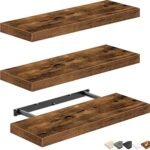 QEEIG 16" Floating Shelves - Set of 3 Rustic Brown Wall Shelves for Bathroom, Kitchen, Bedroom & Living Room Decor. - Image 10