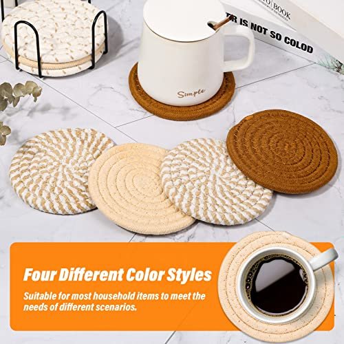 51eCRQ8IqkL._SL500_.jpg Mckanti Drink Coasters Set of 8 – Absorbent, Minimalist Cotton Coasters for Tabletop Protection, 4.3 Inches. Perfect for Any Cup! - Image 5