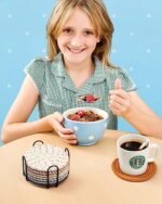 Effectyou 8-Pack Drink Coasters with Holder – Colorful, Absorbent Cotton Coasters for Home Decor, Coffee Table, and Bar. Perfect Housewarming Gift! - Image 8