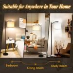 ROTTGOON Industrial Floor Lamp with 3 Color Temperatures, 9W LED Bulb & Beige Shade, Ideal for Living Room, Bedroom, or Office. Black Finish. - Image 5