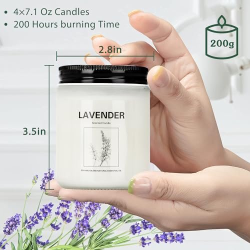 51goeMRtHWL._SL500_.jpg Soy Wax Scented Candle Set - 4 Aromatherapy Candles, 35-Hour Burn Time, Perfect Gifts for Women. - Image 3