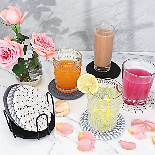 51hCRu4dvGL._SL500_.jpg Drink Coasters Set of 4 - 8 Colorful Coasters for Living Room & Dining Table Decor - Image 5