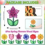 Justforjoyful 6Pcs Flower Spring Wooden Tiered Tray Decor – Rustic Tulips Centerpiece for Office & Home. Perfect for Easter & Summer Parties! - Image 2