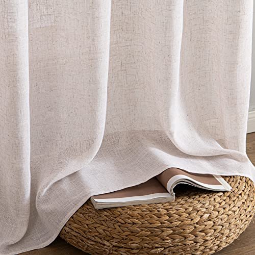 51hsUks-CL._SL500_.jpg MIULEE 84-Inch Natural White Linen Curtains for Bedroom & Living Room, Soft Semi-Sheer Textured Drapes, 2 Panels - Image 7