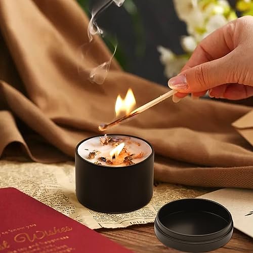 51htnFIeHmL._SL500_.jpg 24-Pack 8oz Black Candle Tins with Lids for Candle Making - Premium Matte Containers for Small Businesses. - Image 9