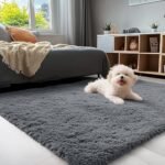OLANLY 4x5.9 ft Machine Washable Shag Area Rug for Living Room, Bedroom, Nursery, Grey Aesthetic - Image 3