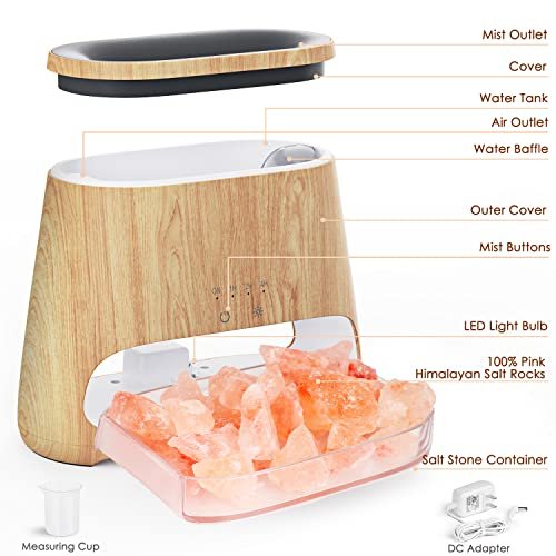 51ijBvjddkL._SL500_.jpg SALKING 2-in-1 Ultrasonic Essential Oil Diffuser & Himalayan Salt Lamp - 150ml, Auto Off, Cool Mist Humidifier - Image 7