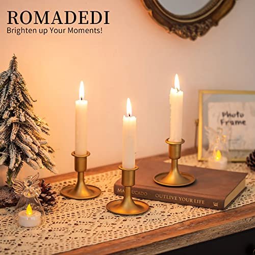 51iovMNfp-L._SL500_.jpg Set of 2 Romadedi Gold Candlestick Holders for Taper Candles – Perfect for Weddings, Christmas Decor, and Table Centerpieces. - Image 2
