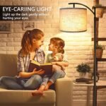 ROTTGOON Industrial Floor Lamp with 3 Color Temperatures, 9W LED Bulb & Beige Shade, Ideal for Living Room, Bedroom, or Office. Black Finish. - Image 6