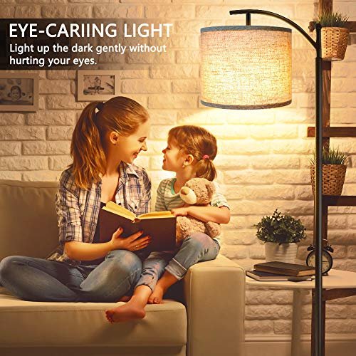 51j8SzUdYQL._SL500_.jpg ROTTGOON Industrial Floor Lamp with 3 Color Temperatures, 9W LED Bulb & Beige Shade, Ideal for Living Room, Bedroom, or Office. Black Finish. - Image 6