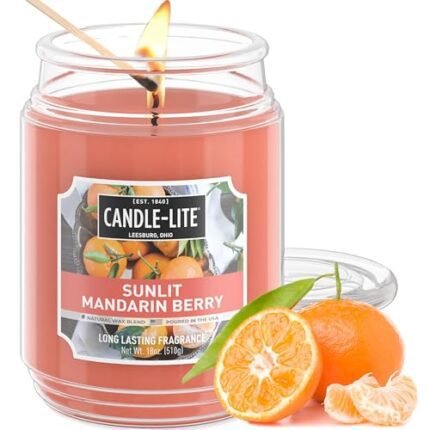 Candle-lite Scented Candles, Sunlit Mandarin Berry, 18 oz Jar, Proudly Poured in The USA, Aromatherapy Candle, Single-Wick with 110 Hours of Burn Time, Perfect for Creating a Refreshing Ambiance