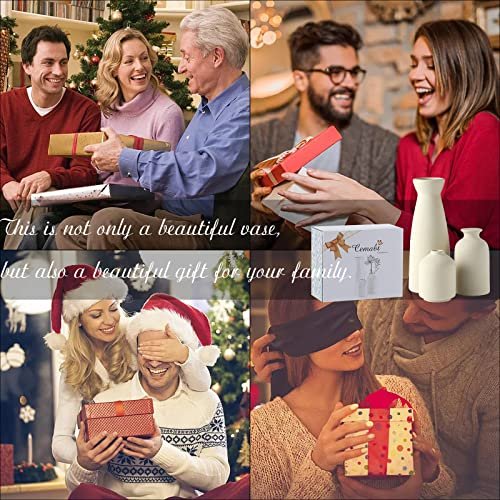 51kcdCTuQ3L._SL500_.jpg CEMABT Beige Ceramic Vase Set of 3 - Modern Boho Farmhouse Decor for Pampas Grass and Dried Flowers. Perfect for Shelves, Tables, and Entryways. - Image 7