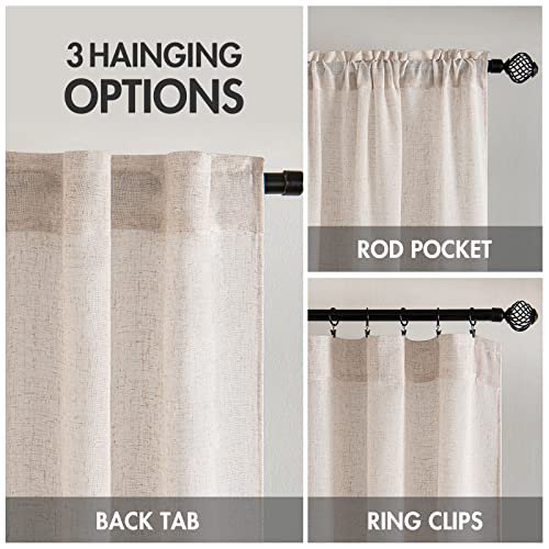 51ke3THvVzL._SL500_.jpg MIULEE 84-Inch Natural White Linen Curtains for Bedroom & Living Room, Soft Semi-Sheer Textured Drapes, 2 Panels - Image 3
