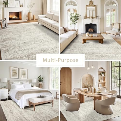 51lLvreZkFL._SL500_.jpg Shop Srugn 8x10 Washable Area Rugs: Ultra Soft Faux Wool, Non-Slip, Vintage Print for Living Rooms & Bedrooms. - Image 5