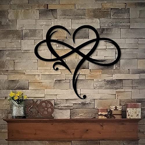 AOOLVY Infinity Heart Wall Decor: Unique Metal Art Love Sign AOOLVY Infinity Heart Wall Decor, Unique Infinity Heart Metal Art Wall Decor Love Sign Steel Wall Plaques Bedroom Ornaments for Home Wedding Decor, Room Living Room Decoration (Black, 15.7x14inch)