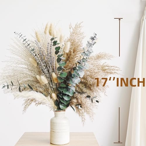 51mVO7-ISRL._SL500_.jpg Boho Green Pampas Grass Bouquet – Stunning Lavender & Eucalyptus Dried Flowers for Rustic Decor. - Image 2