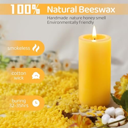 51muy5YOnYL._SL500_.jpg 6-Pack 100% Pure Beeswax Pillar Candles - 210-Hour Burn Time, Organic, Unscented, Dripless & Smokeless, Perfect for Home & Events, 2x4 in Size. - Image 4