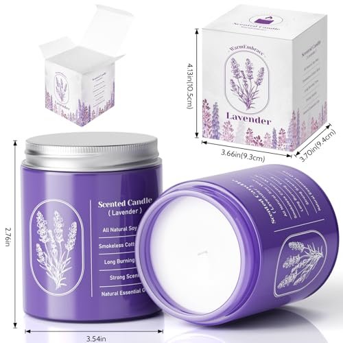 51nCUyjfTvL._SL500_.jpg WarmEmbrace Lavender Candle, 7.6 oz Purple Jar, Natural Fragrance for Women, 40-Hour Burn – Perfect Gift! - Image 2
