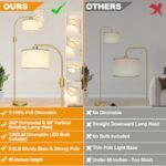 Upgraded Dimmable Gold Arc Floor Lamp with 1200 Lumens LED Bulb, Modern Linen Shade for Living Room, Bedroom, Office, and Nursery. - Image 2