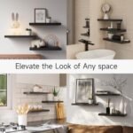 BAYKA Floating Wall Shelves - Rustic Black Wood Shelves for Bathroom, Bedroom, Living Room, Kitchen (Set of 3, 15.7in) - 22lbs Capacity for Books & Decor. - Image 6