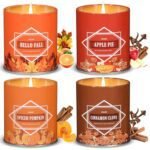 Holiday Candle Set, Winter Scented Candles for Home, 4 Pack 36oz Soy Fall Candles, Holiday Gifts for Women Men, Winter Scents of Cinnamon Clove/Spiced Pumpkin/Apple Pie/Hello Fall