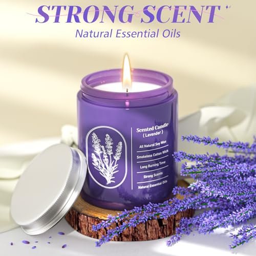 51rLcasl7aL._SL500_.jpg WarmEmbrace Lavender Candle, 7.6 oz Purple Jar, Natural Fragrance for Women, 40-Hour Burn – Perfect Gift! - Image 4