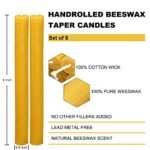 8PCS 9" Handmade Flat-Top Beeswax Taper Candles | Pure Brown Honeycomb Wax Candles - Image 4