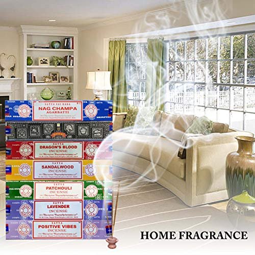 51sG9nsWk7L._SL500_.jpg Satya Incense Gift Set: Nag Champa, Dragon's Blood, Sandalwood, Patchouli & Lavender for Positive Vibes - 15g - Image 3