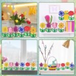 Justforjoyful 6Pcs Flower Spring Wooden Tiered Tray Decor – Rustic Tulips Centerpiece for Office & Home. Perfect for Easter & Summer Parties! - Image 5