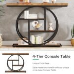 Tribesigns 41.3" Console Table: Industrial 4-Tier Sofa Table with Circle Base, Rustic Brown Accent Table for Living Room or Entryway - Image 6