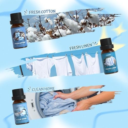 51vhiRK6apL._SL500_.jpg SALUBRITO Premium Clean Fragrance Oils Set for Diffusing, Candles, and Soap Making. Invigorating scents like Fresh Cotton, Mint, and Blossom Soap. - Image 3