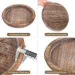 Rustic Wooden Serving Tray: Vintage Round Butler Tray for Farmhouse Decor & Candle Centerpiece. - Image 6