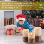 AKU TONPA Flameless Candles Set: Battery-Operated LED Pillar Candles with Remote & Timer, 3 Pack (4", 5", 6" Ivory Wax with Hemp Rope) - Image 6