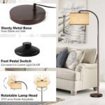 ROTTGOON Industrial Floor Lamp with 3 Color Temperatures, 9W LED Bulb & Beige Shade, Ideal for Living Room, Bedroom, or Office. Black Finish. - Image 8