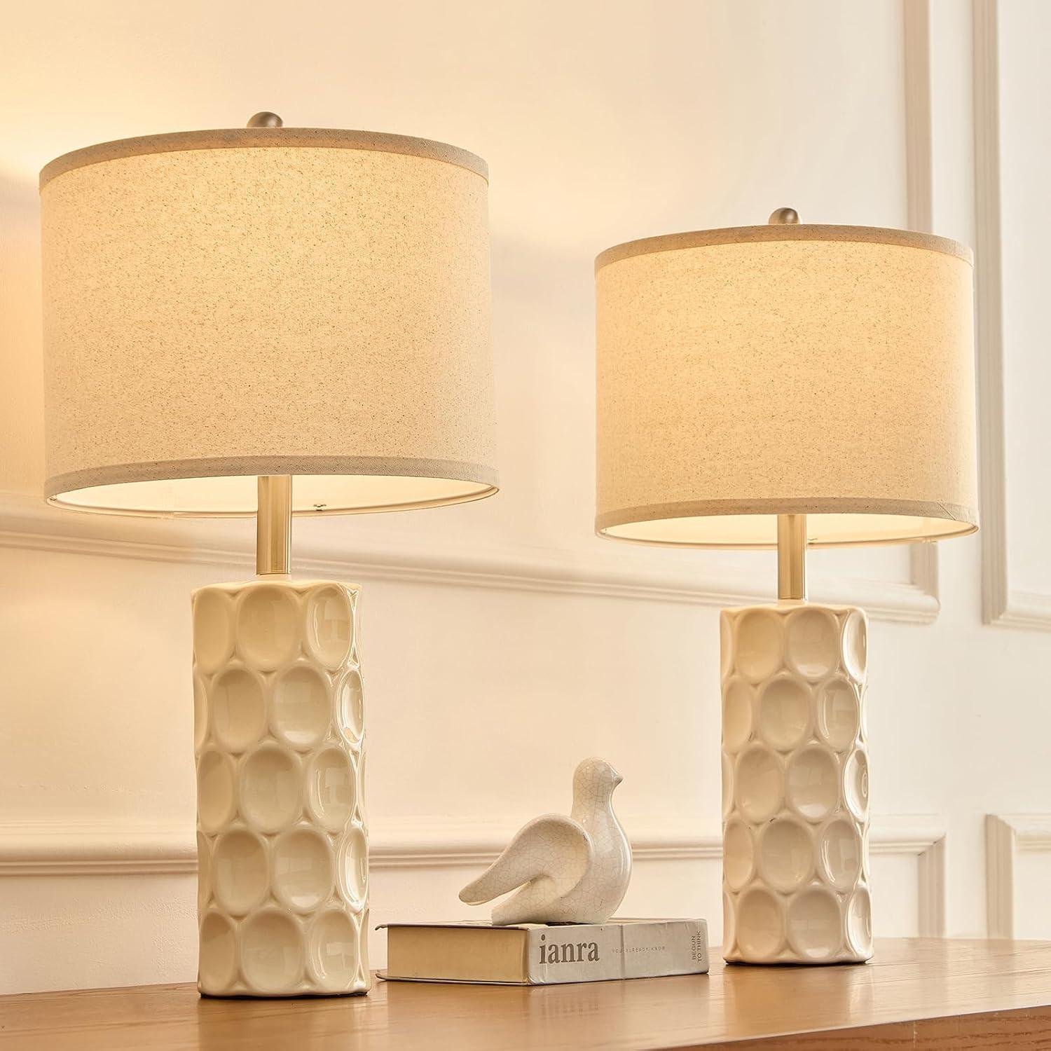 Our Review: Stylish & Dimmable 24” Ceramic Table Lamp Set