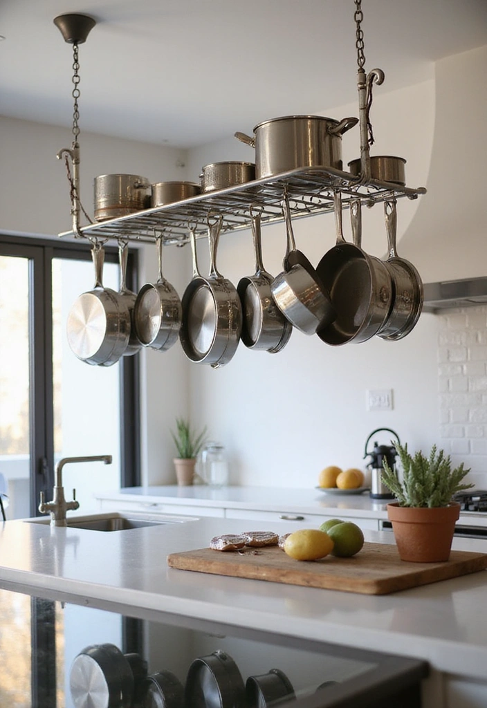 10 Modern Kitchen Organization Hacks That Will Change Your Cooking Game Forever! - 5. Hanging Pot Racks to Maximize Space