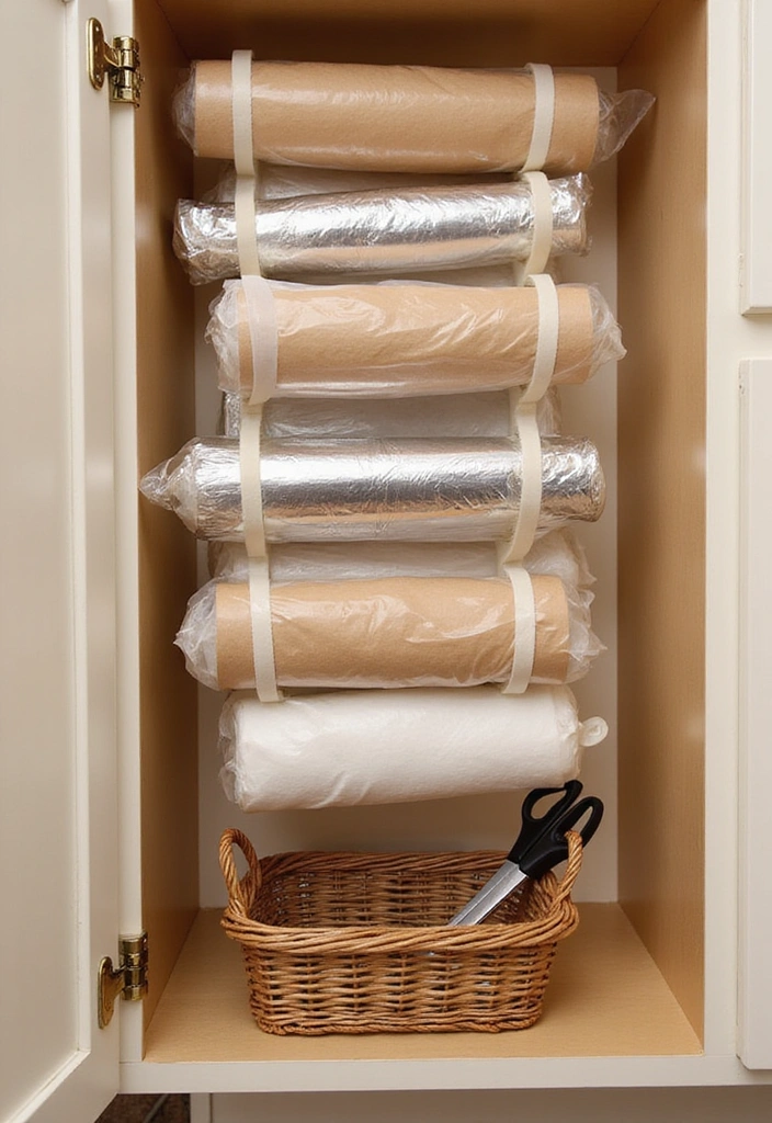 10 Modern Kitchen Organization Hacks That Will Change Your Cooking Game Forever! - 7. Use Tension Rods for Kitchen Wraps