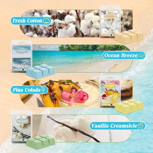 1749458149_5149CQ6HRaL._SL500_.jpg Tropical Wax Melts Gift Set: Summer Scents - Ocean Breeze, Pina Colada, Fresh Cotton & More. - Image 4