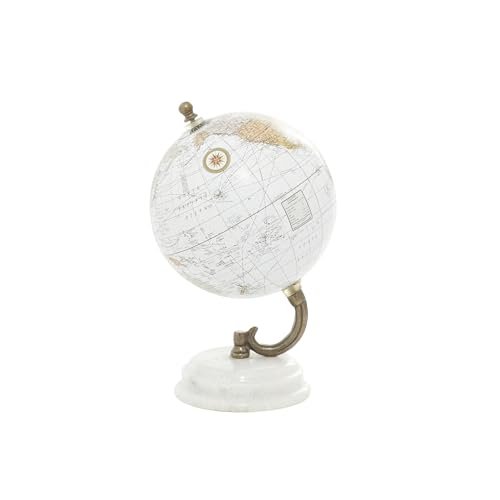 21PUIkHQyL._SL500_.jpg Deco 79 Marble Globe with White Base - 5" x 5" x 8" Elegant Decoration for Home or Office. - Image 2