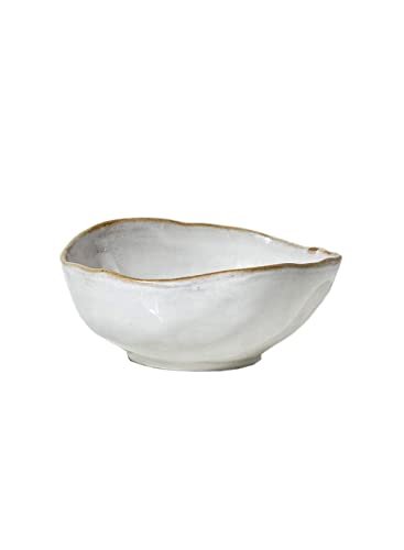 Serene Spaces Living Large Free-Form Edge Glazed Ceramic Bowl, Centerpiece for Vintage Weddings, Events, Measures 6" Long, 5.5" Wide, 2.75" Tall