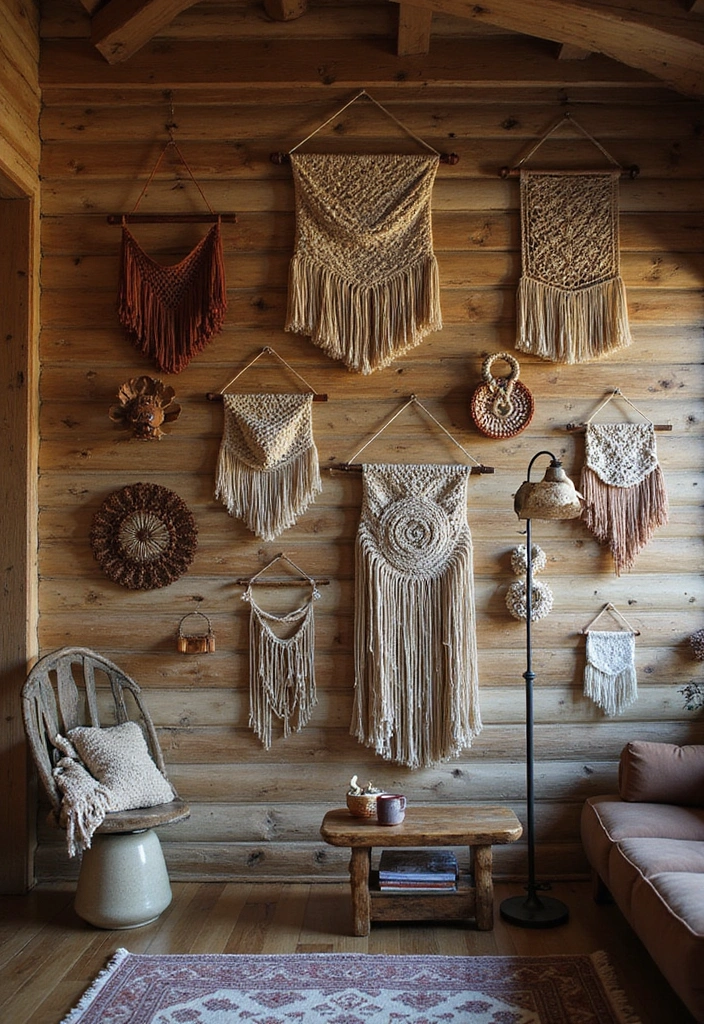 25 Cozy Cabin Decor Ideas That'll Make You Wish You Lived in the Smokies! - 22. Artistic Wall Hangings