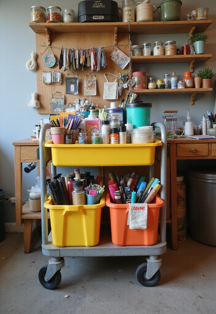 25 Creative Storage Solutions That Will Transform Your Cluttered Home! - 20. Utility Cart for Craft Supplies