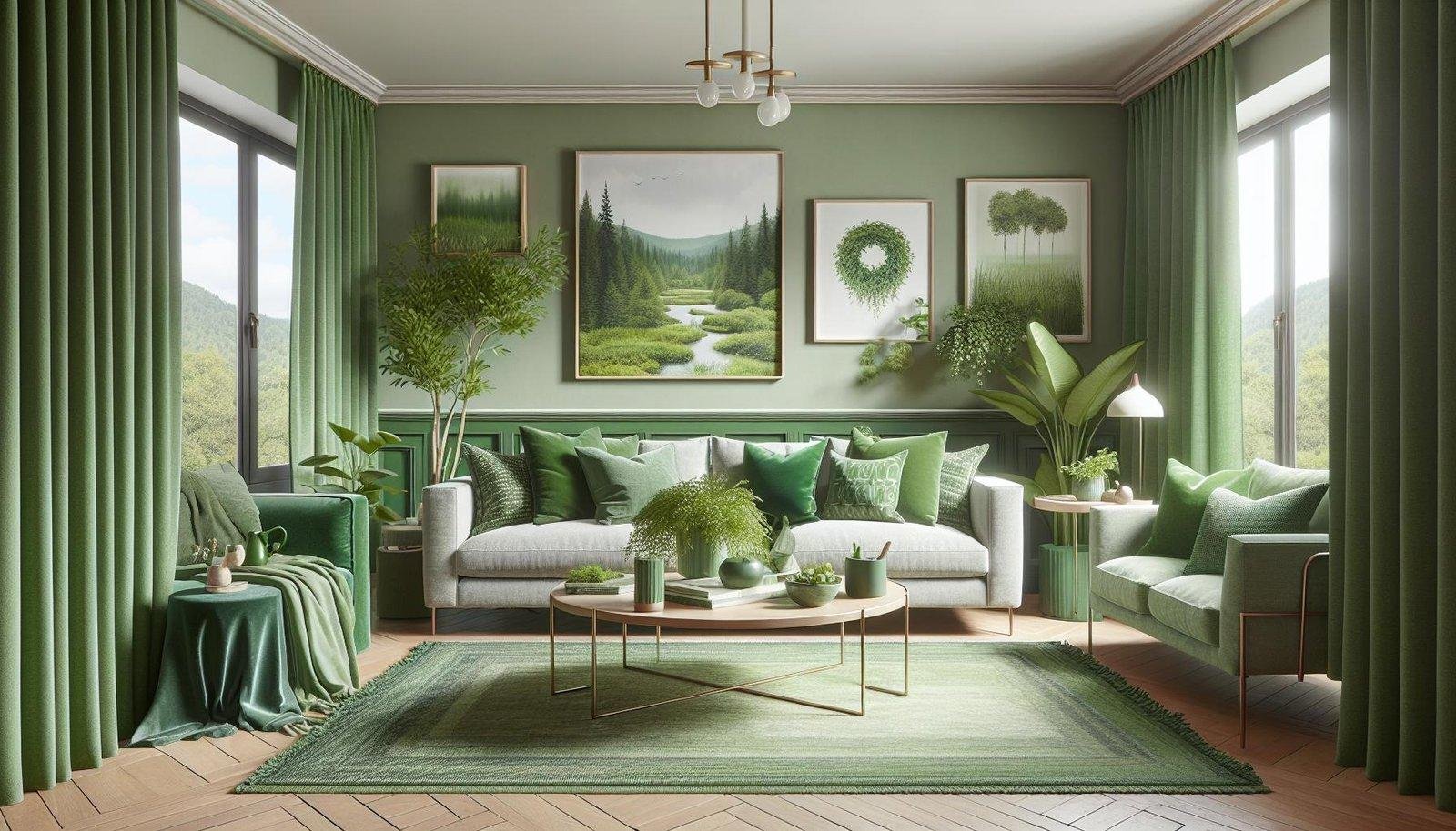 How can I add greenery to my living room decor without plants?