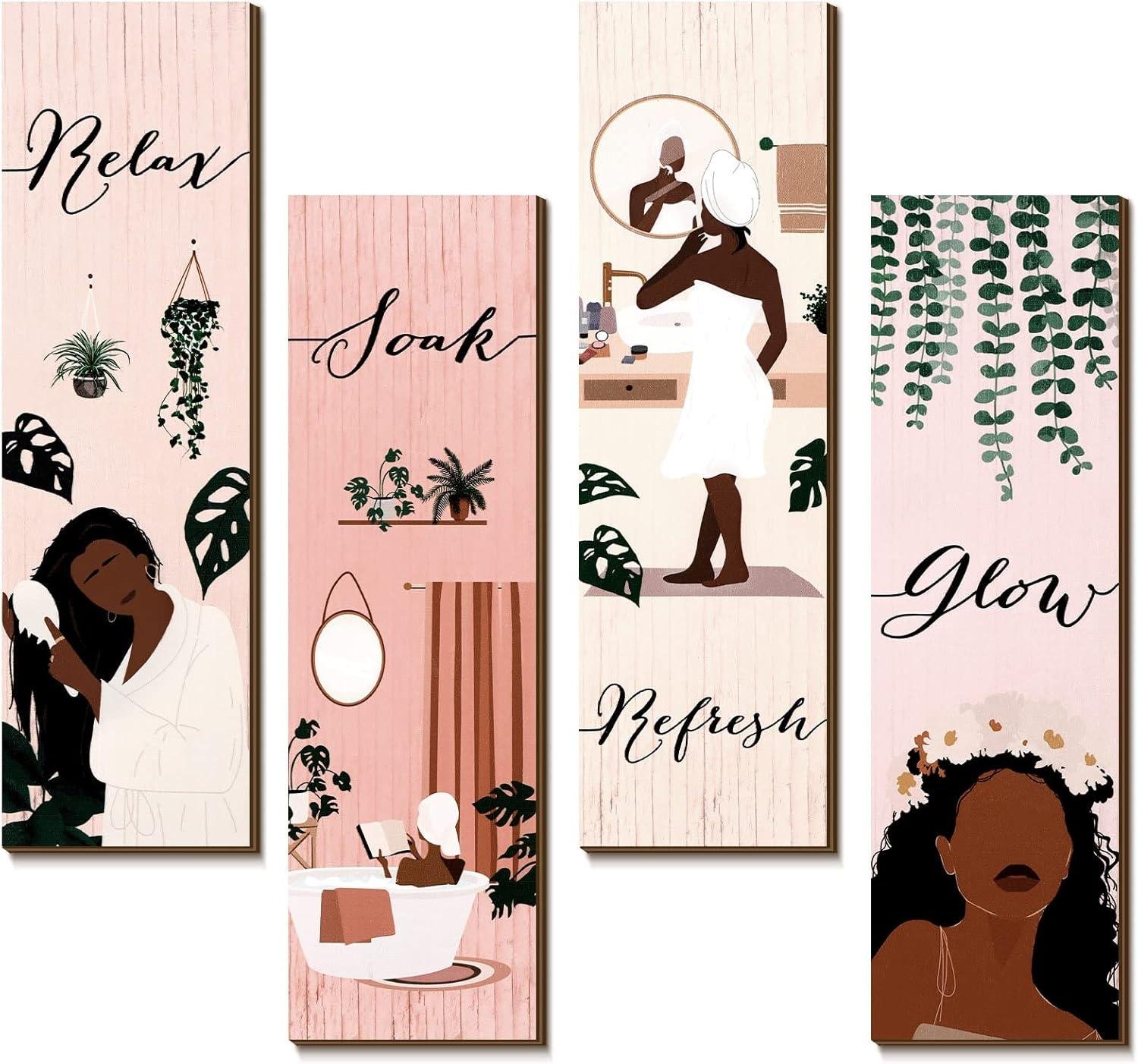 Elevating Our Bathroom: Yookeer’s Boho Black Women Art