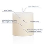Set of 3 Unscented 3x3 Ivory Pillar Candles - Handpoured, Smokeless Cotton Wick for Weddings, Home, Spa, & Churches, 90-Hour Burn Time - Image 5
